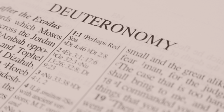 Open Bible turned to the book of Deuteronomy, illustrating sermon preparation and expository preaching.